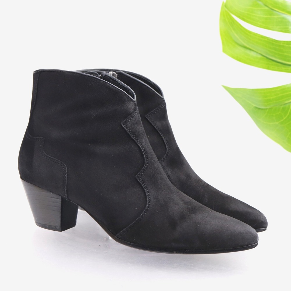 Ash Womens Hurrican Boots Size 6 Black Leather Ankle Booties Block Heel Western
